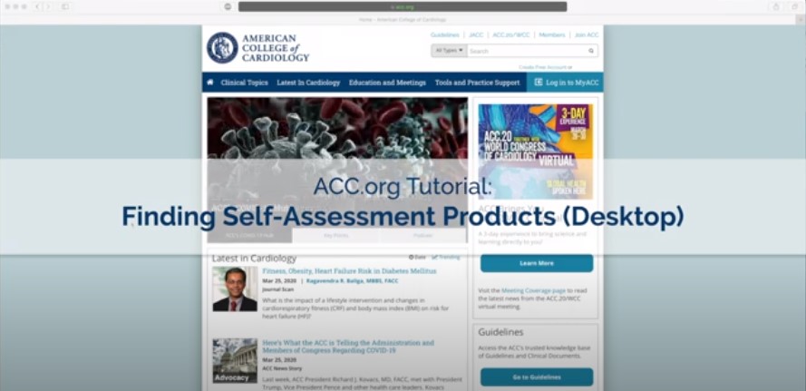 ACC.org Tutorial: Finding Self-Assessment Products (Desktop)